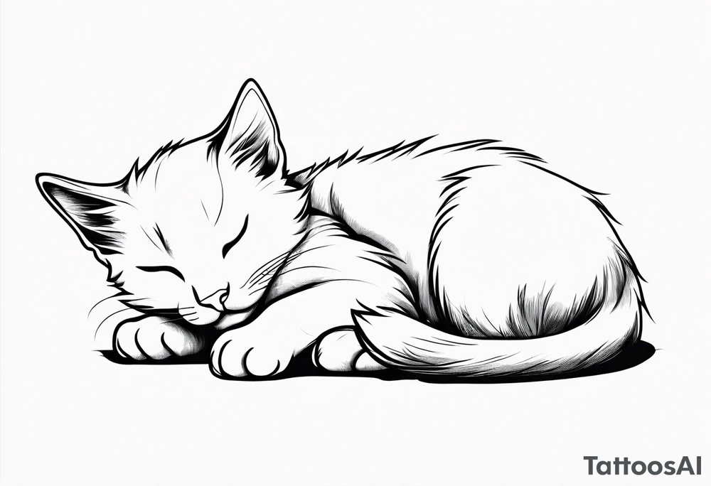 Kitten laying down sleeping tattoo idea