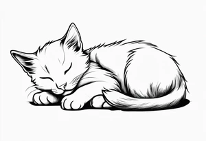 Kitten laying down sleeping tattoo idea