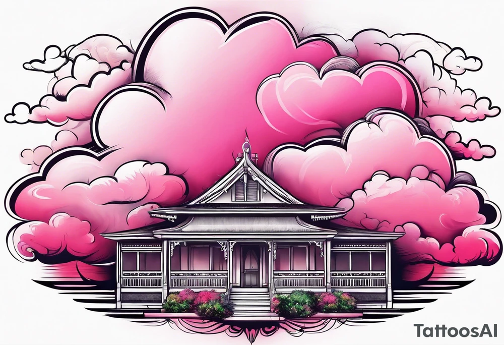 pink fluffy clouds tattoo idea
