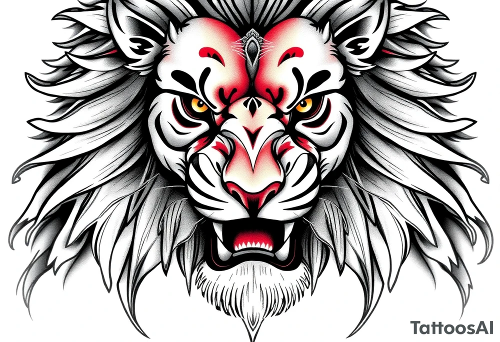powerful majestic lion, close-up tattoo idea