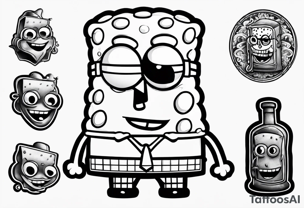 SpongeBob hanging with stone cold tattoo idea