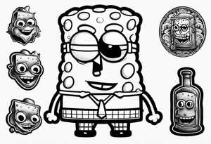 SpongeBob hanging with stone cold tattoo idea
