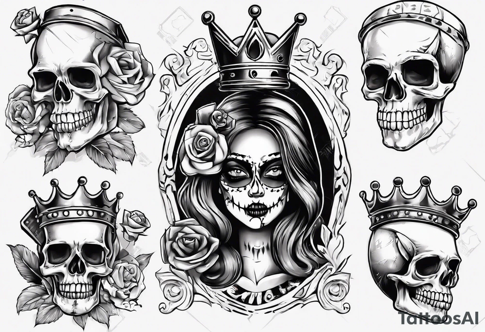 santa la muerta with money and crown
on the card tattoo idea