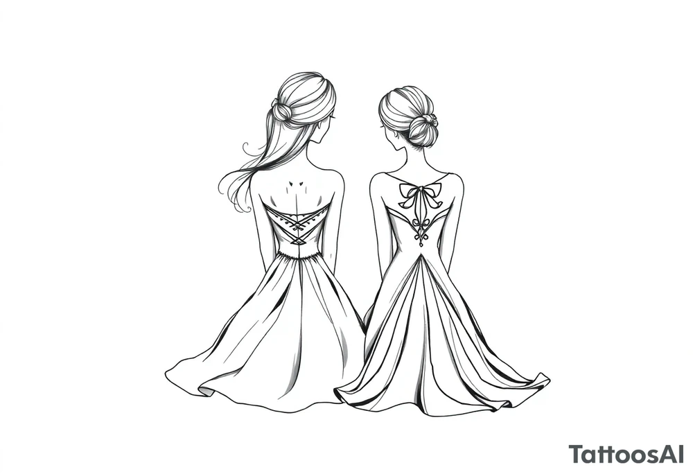 Two girls with dress sitting next tattoo idea