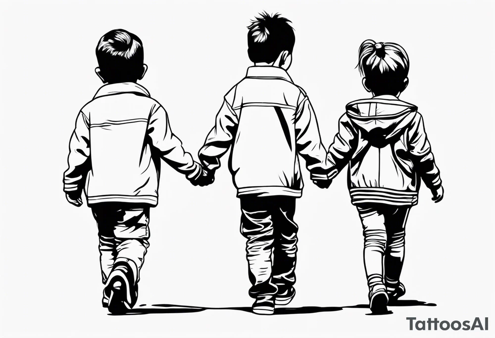 little 
1 little boy 1 little girl 1 toddler girl walking away tattoo idea