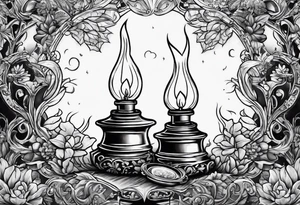 Oil lamp in graveyard tattoo idea