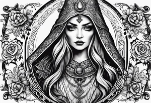 Russian folklore based old evil witch tattoo idea