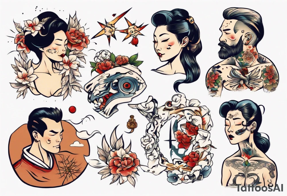 woman giving man a tattoo tattoo idea