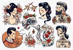 woman giving man a tattoo tattoo idea