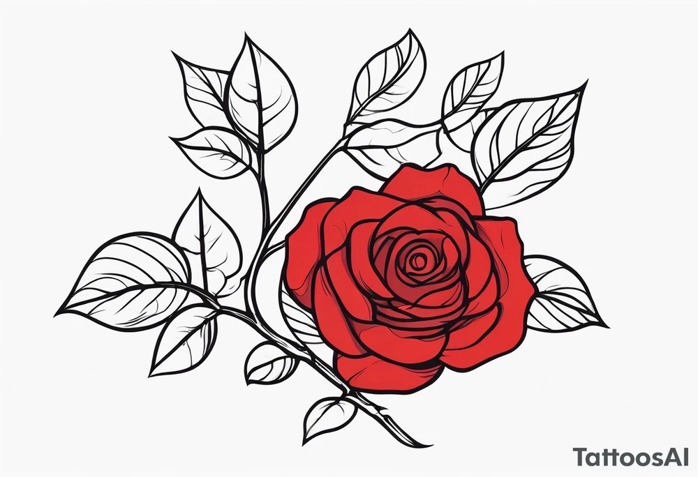 red rose with vine tattoo idea