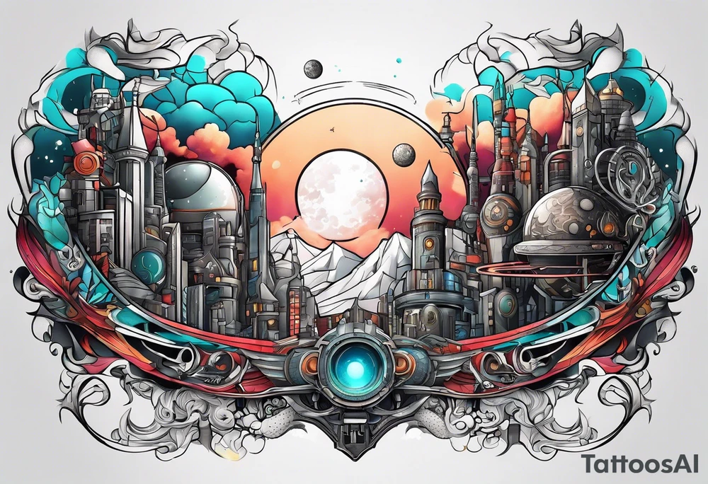 Space, city, planet. tattoo idea