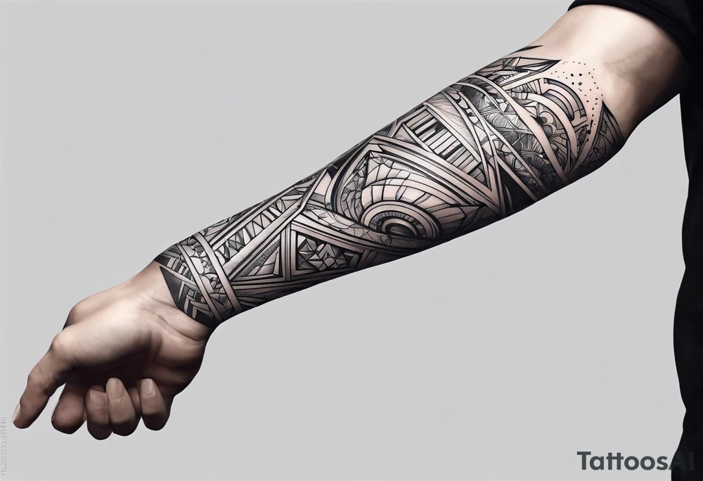 Forearm futuristic design tattoo idea