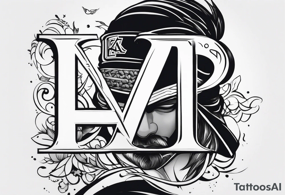 the letters A R in the middle of a ninja headband tattoo idea