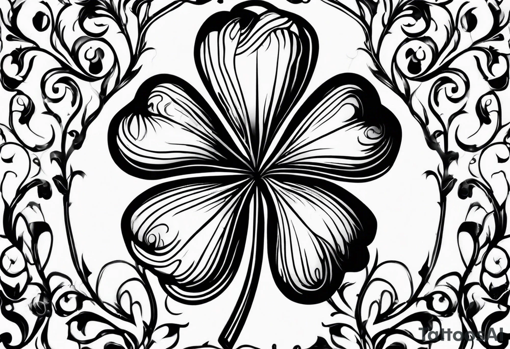 one single three leaf clover on a vine tattoo idea