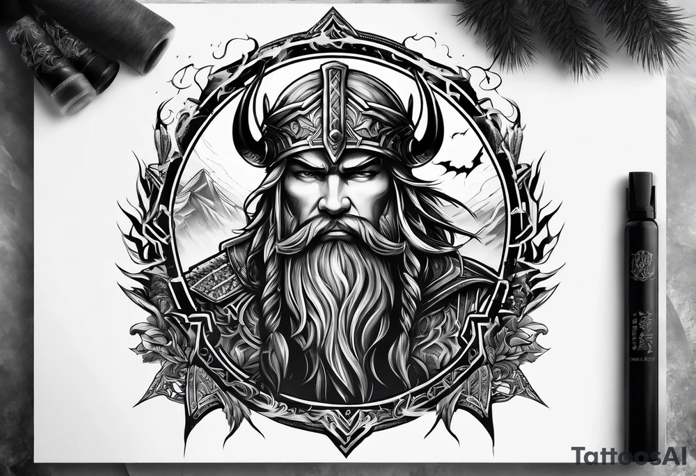 Valhalla mist fog lightning tattoo idea