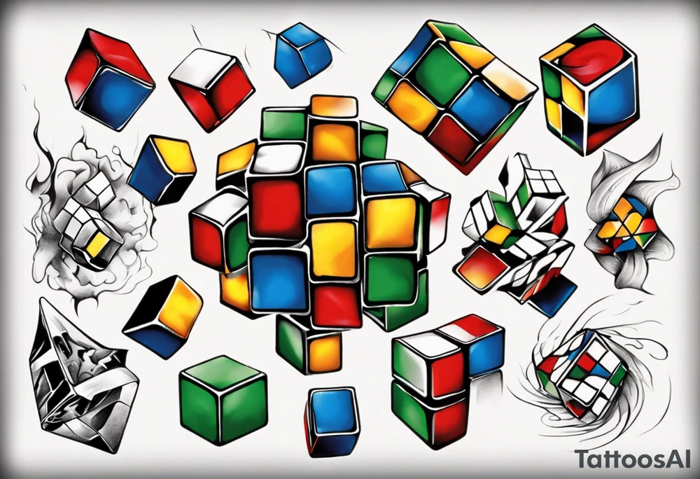 rubiks cube reprosenting perspective tattoo idea