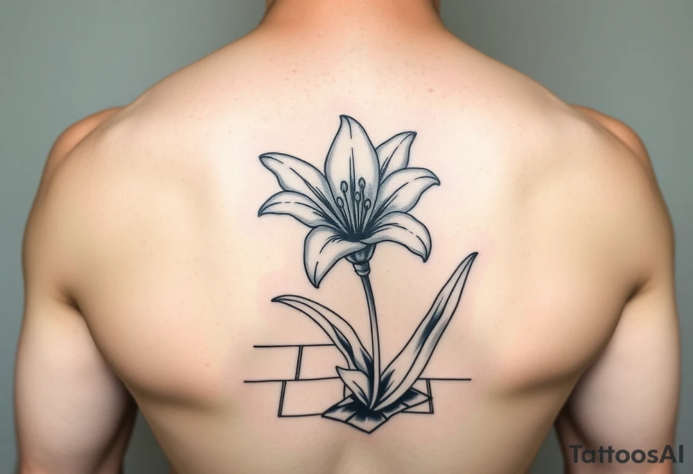 lily coming up out of the tile floor tattoo idea