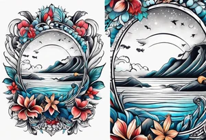 sea, night, flower, republic dominicana tattoo idea