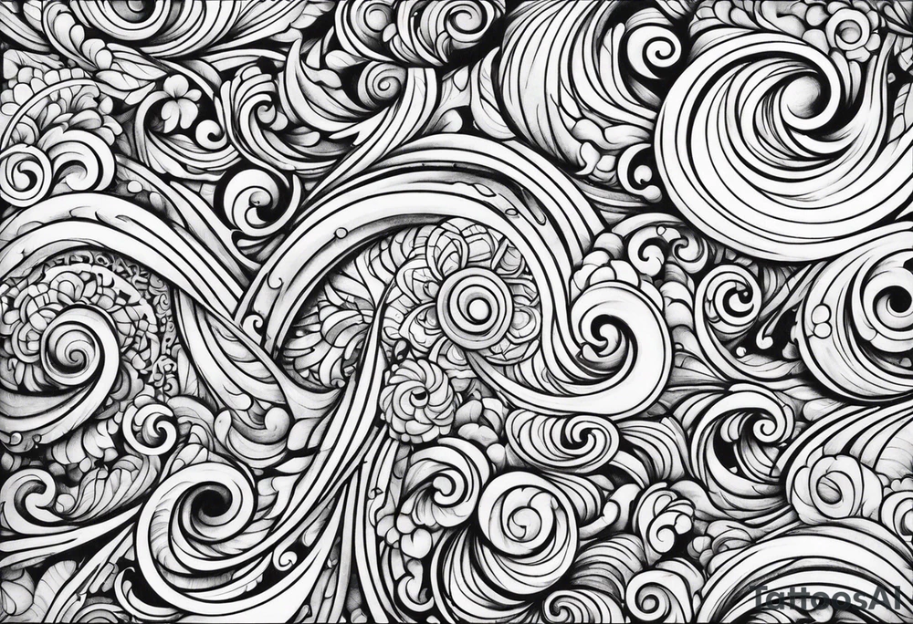 Swirls and whirls from fingers to elbow half sleeve tattoo idea