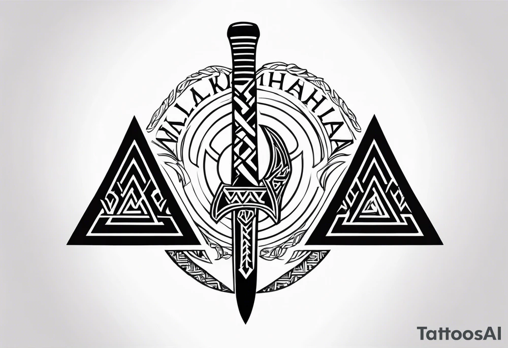Valhalla 
valknut sword axe tattoo idea
