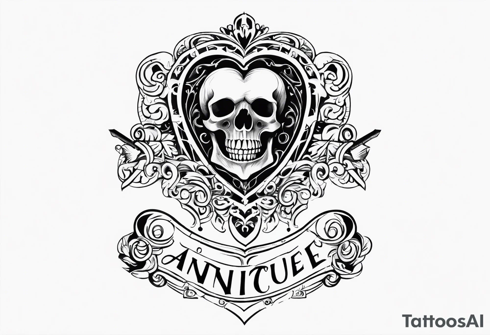 heart shaped antique skeleton key tattoo idea