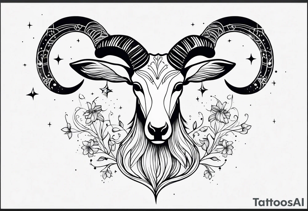 Dainty constellation aries line work tattoo idea