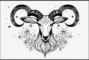 Dainty constellation aries line work tattoo idea
