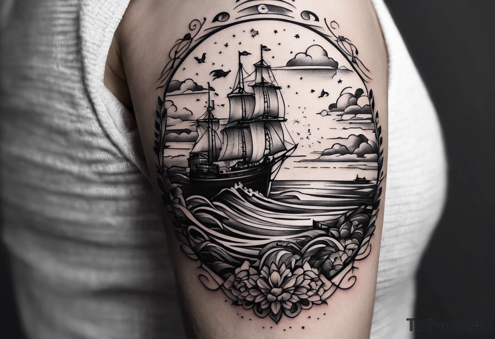 erstelle in tattoo mit den koordination der Insel sylt und den Initialen L und C sowie einer Hundepfote tattoo idea