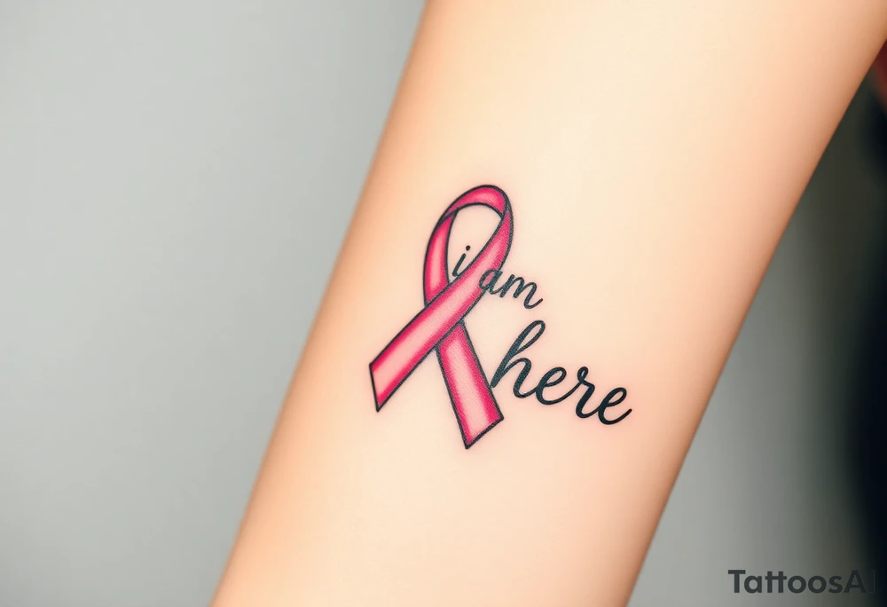 I am here pink ribbon hawaiian tattoo idea