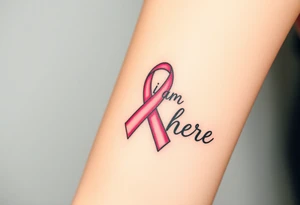 I am here pink ribbon hawaiian tattoo idea