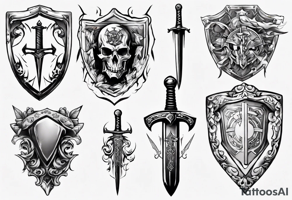 Sword and shield tattoo idea