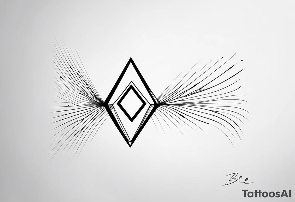 Minimalist tattoo design featuring the symbolic integration of the letters 'B' and 'E' with a focus on black line art. The design should be abstract and elegant, with the possibility of the letters forming the word 'BE' subtly or symbolically, but not necessarily. The lines should be clean and fluid, potentially incorporating geometric elements or flowing patterns that represent the connection between the letters. The overall aesthetic should be modern, refined, and meaningful, with a strong emphasis on simplicity and artistic expression. tattoo idea