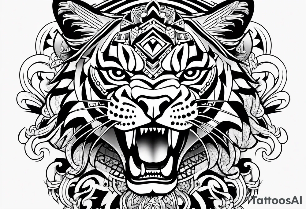 aztec jaguar sleeve tattoo idea