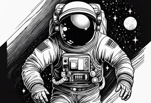 astronaut with music dancing in the moonlight tattoo idea