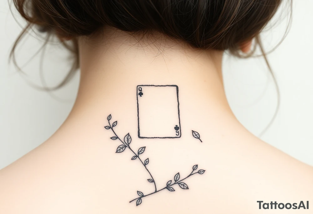 Queen of spades surrounded by ivy tattoo idea