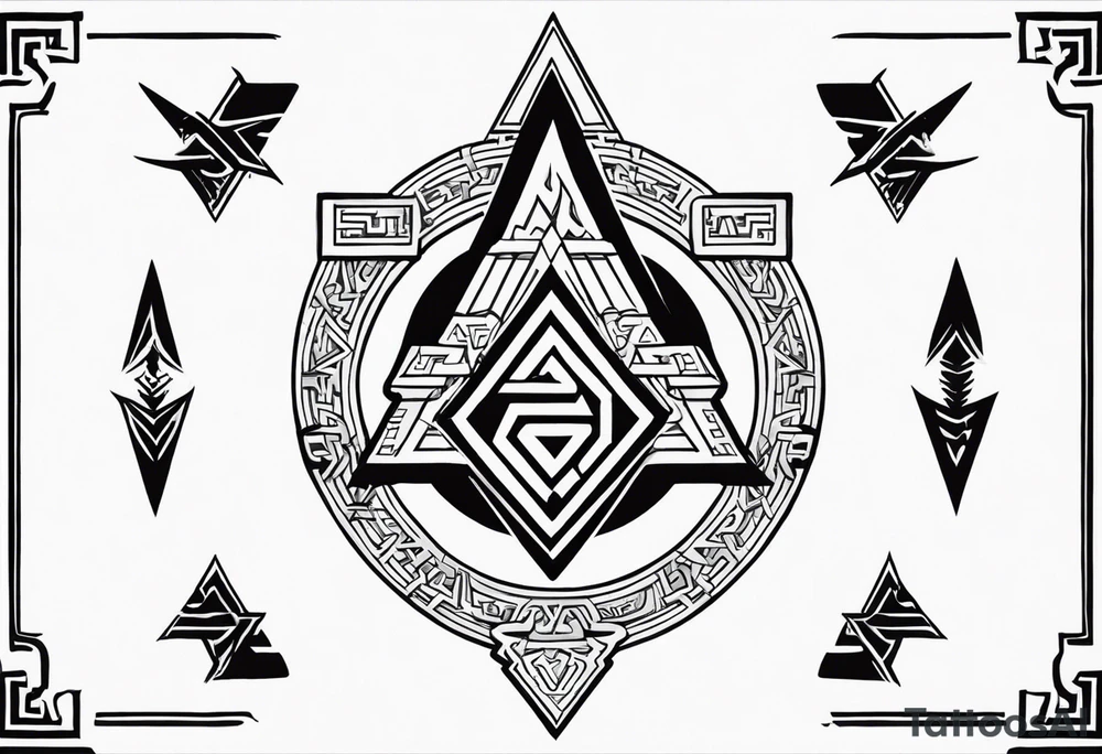Valhalla  sword shield axe Valknut fog stairs tattoo idea