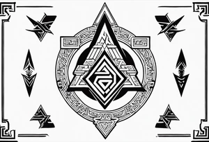Valhalla  sword shield axe Valknut fog stairs tattoo idea