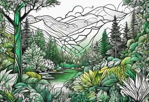 forest, green and black, no people tattoo idea