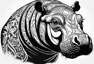 Baby hippo with a stern face tattoo idea