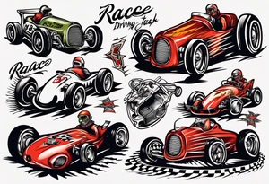 Racecar driving on track tattoo idea