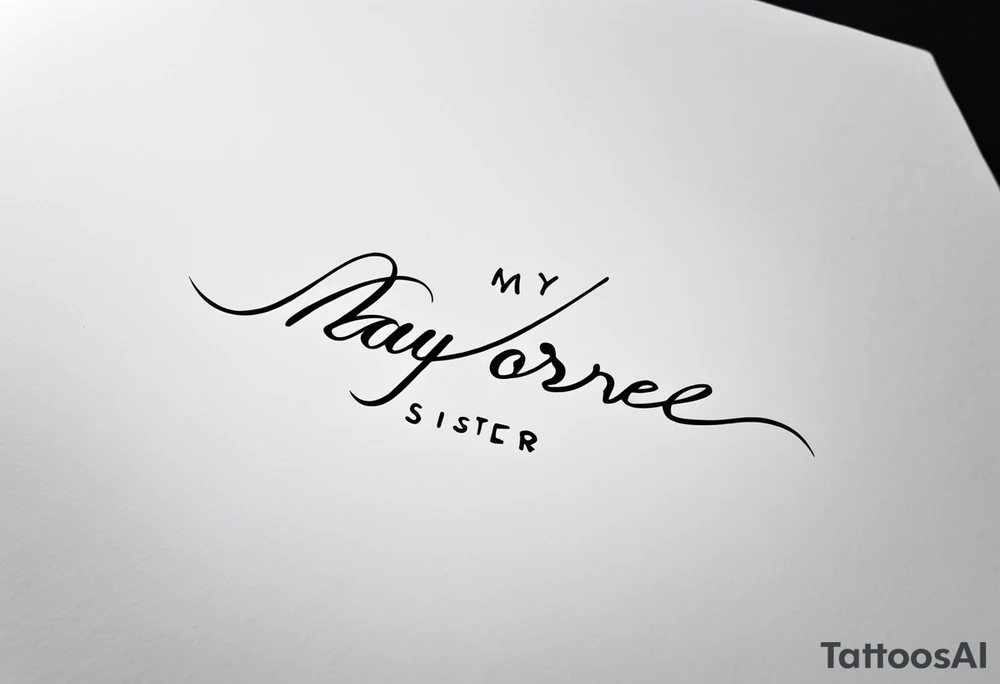 simple, fine line tattoo that includes my sisters handwriting "my favorite sister" and incorporate a single puzzle piece. This will be on my ankle and should be small. Only have one single puzzle piece and have it smaller than the words tattoo idea