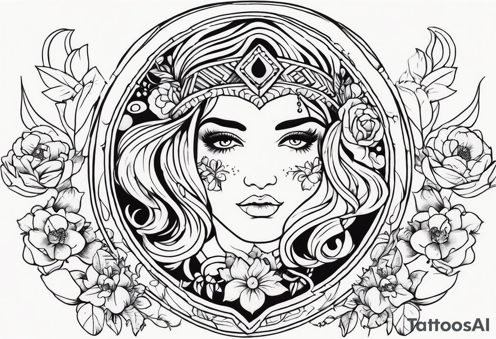 Flower gypsy earth tattoo idea