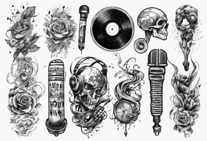 full arm. music combined with science tattoo idea