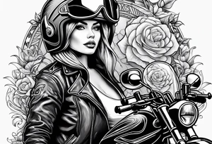 Frau mit Helm auf Motorrad tattoo idea