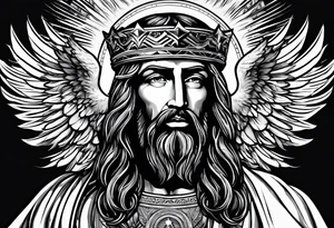 Jesus, looking at me (I am an eagle) and the holy Spirit. tattoo idea