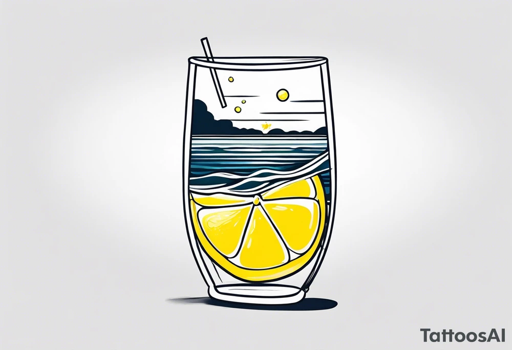 A lemon floats on the ocean tattoo idea