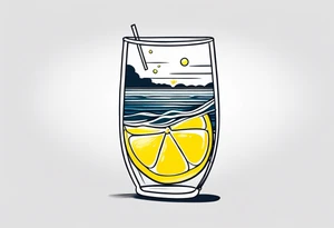 A lemon floats on the ocean tattoo idea