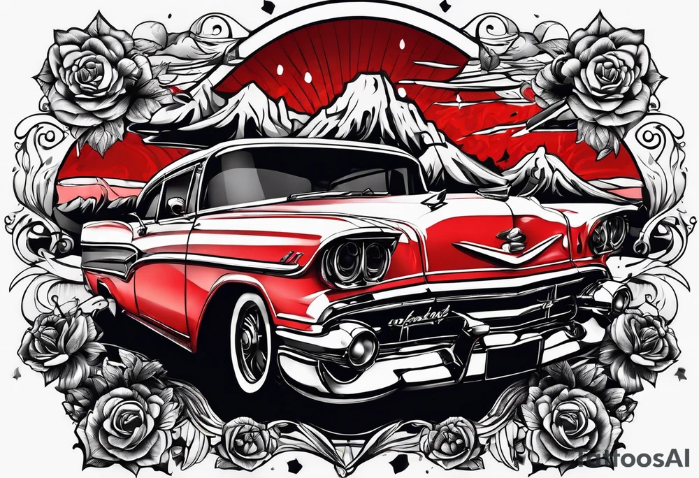 black and red rainy day tattoo idea