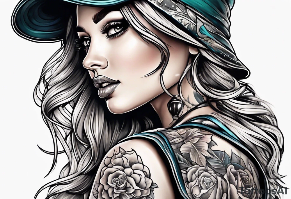 Roller skating girl tattoo idea