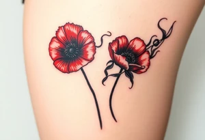 Big army inspired loss of friends 2 red poppy’s, and smoke tattoo idea